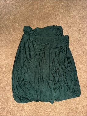 Women's Dark Green Maxi Skirt with Pull-On Waist